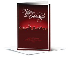 Red Abstract Christmas Village Cards  5.50